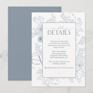 Elegant Dusty Blue Floral Line Details zur Hochzei Begleitkarte