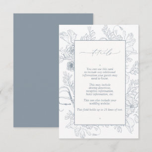 Elegant Dusty Blue Floral Line Details zur Hochzei Begleitkarte