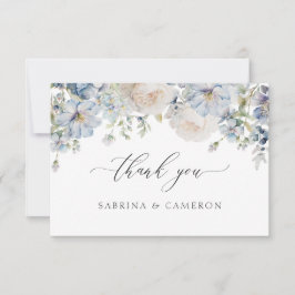 Elégant Dusty Blue Floral Mariage Carte de remerci