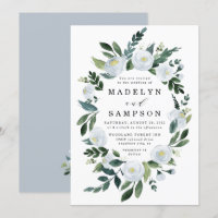 Elegant Dusty Blue Floral Rustic Garden Wedding