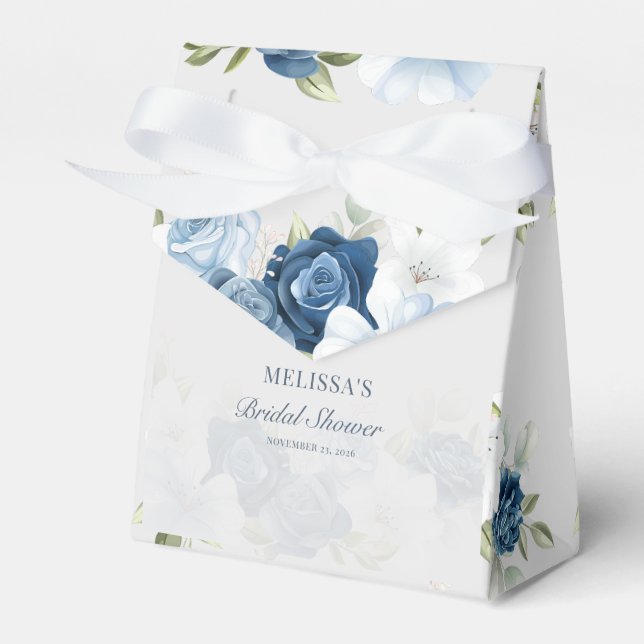 Elegant Dusty Blue Floral Rustikales Brautparty Geschenkschachtel (Vorderseite)