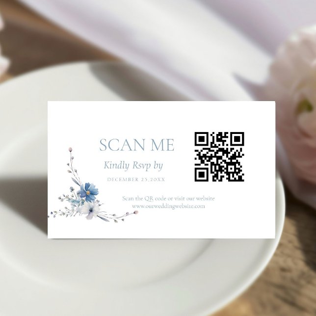 Elegant Dusty Blue Floral Spring Bloom Wedding Begleitkarte (Von Creator hochgeladen)