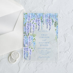 Elegant Dusty Blue Floral Wedding Acryleinladungen