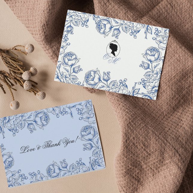 Elegant Dusty Blue Floral Wedding Dankeskarte (Von Creator hochgeladen)