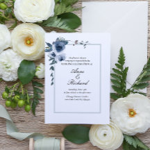 Elegant Dusty Blue Floral Wedding Einladung