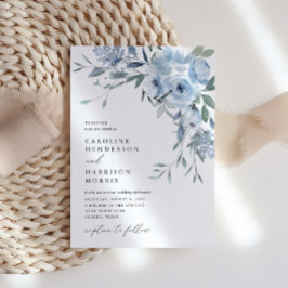 Elegant Dusty Blue Floral Wedding Einladung