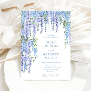 Elegant Dusty Blue Floral Wedding Einladung