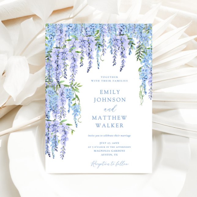 Elegant Dusty Blue Floral Wedding Einladung (Von Creator hochgeladen)