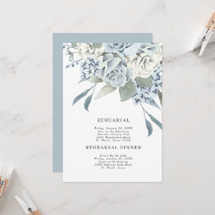 Elegant Dusty Blue Floral Wedding Probe Einladung