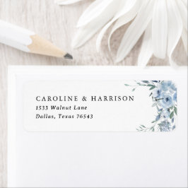 Elegant Dusty Blue Floral Wedding Rücksendeadresse