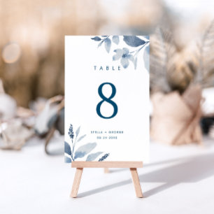 Elegant Dusty Blue Floral Wedding Tischnummer