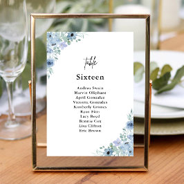 Elegant Dusty Blue Floral Wedding Tischnummer