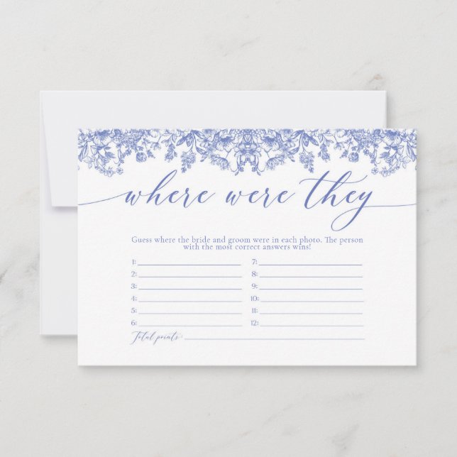 Elegant Dusty Blue Floral wo sie spielten Einladung (Vorderseite)