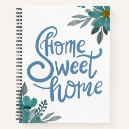 Elegant Dusty Blue Flowers Zuhause Sweet Zuhause C Notizbuch