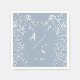 Elegant Dusty Blue French Rose Hochzeit Serviette