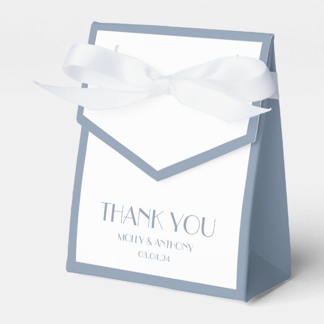 Elegant Dusty Blue Gastgeschenk Hochzeit Box Geschenkschachtel (Vorderseite)