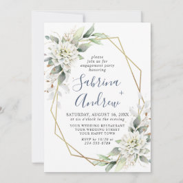 Elegant Dusty Blue Greenerity Engagement Party Einladung