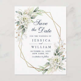 Elegant Dusty Blue Greenerity Wedding Save the Dat Postkarte