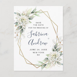 Elegant Dusty Blue Greenerity Wedding Save the Dat Postkarte