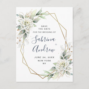 Elegant Dusty Blue Greenerity Wedding Save the Dat Postkarte