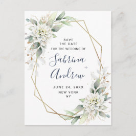 Elegant Dusty Blue Greenerity Wedding Save the Dat Postkarte