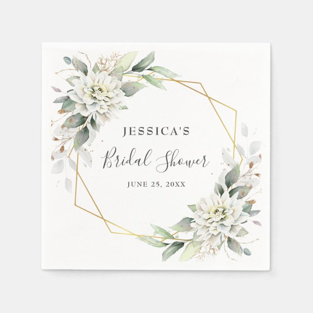 Elegant Dusty Blue Greenery Brautparty Paper Serviette (Vorderseite)