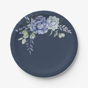 Elegant Dusty Blue Greenery Hochzeitsmaterial Pappteller