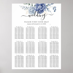 Elegant Dusty Blue Greenery Hochzeitsmaterial Poster