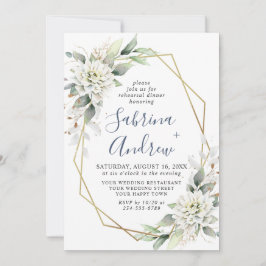 Elegant Dusty Blue Greenery Probe Dinner Einladung