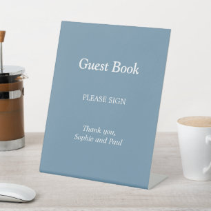 Elegant Dusty Blue Guest Book Pedestal Sign Sockelschild