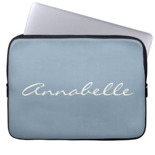 Elegant Dusty Blue Handwriting Script Name Custom Laptopschutzhülle