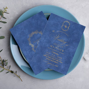 Elegant Dusty Blue / Handwriting Script Wedding Einladung