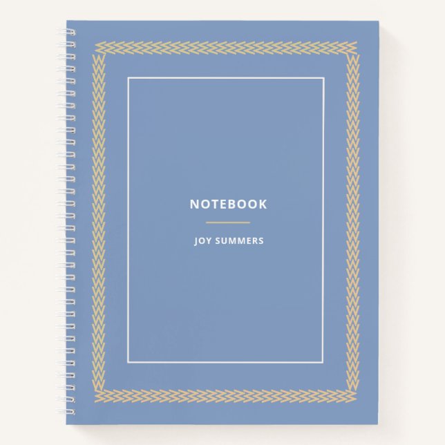 Elegant Dusty Blue Herringbone Notebook Planner  Notizbuch (Vorderseite)