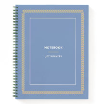 Elegant Dusty Blue Herringbone Notebook Planner 