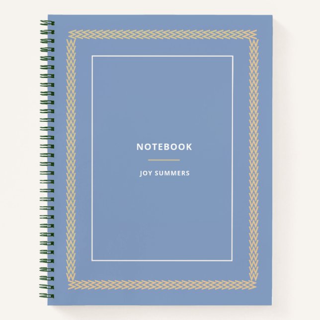 Elegant Dusty Blue Herringbone Notebook Planner  Notizbuch (Vorderseite)