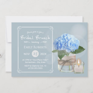 Elegant Dusty Blue Hydrangea Brautparty Brunch Einladung