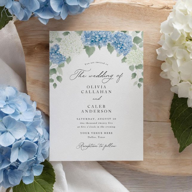 Elegant Dusty Blue Hydrangea Floral Wedding Einladung (Von Creator hochgeladen)