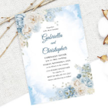 Elegant Dusty Blue Ivory Rose Blume Hochzeit