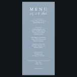 Elegant Dusty Blue Let's Eat Calligraphy Wedding  Menükarte<br><div class="desc">A modern and elegant minimalist chic wedding light blue dinner menu. Which features chic template design of dusty blue solid background and white typography . And let's eat wording in elegant chic calligraphy. Grab it and make your wedding menu chic and classy.</div>