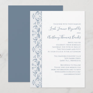Elegant Dusty Blue Minimalistisch Classic Filigree Einladung