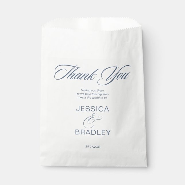 Elegant dusty blue minimalistisch Danke Hochzeit Geschenktütchen (Vorderseite)