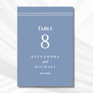 Elegant Dusty Blue Minimalistisch Modern Wedding Tischnummer