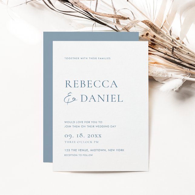 Elegant Dusty Blue Minimalistisch Wedding Einladung (Von Creator hochgeladen)