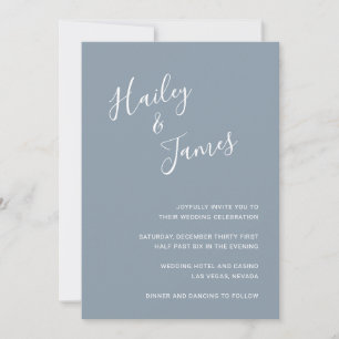 Elegant Dusty Blue Modern Wedding Einladung