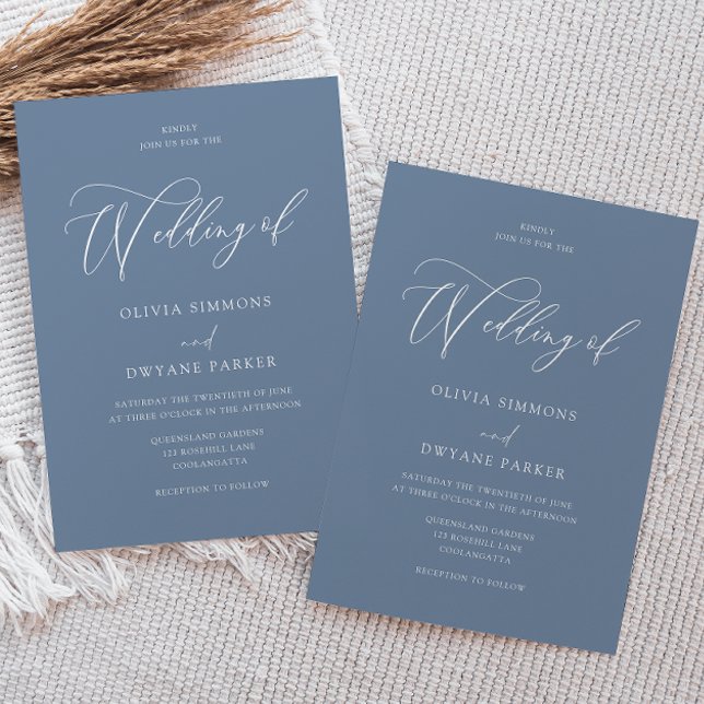 Elegant Dusty Blue Modern Wedding Einladung (Von Creator hochgeladen)