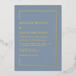 Elegant Dusty Blue Modern Wedding Folieneinladung