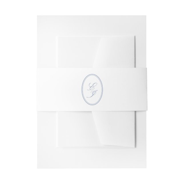 Elegant Dusty Blue Monogram Wedding Einladungsbanderole (Vorderseite Beispiel)