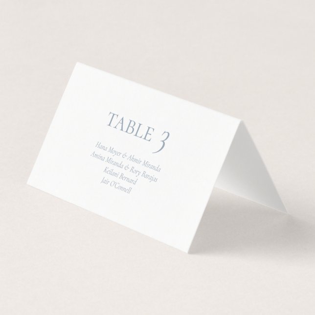 Elegant Dusty Blue Monogram Wedding Platzkarten (Vorderseite)