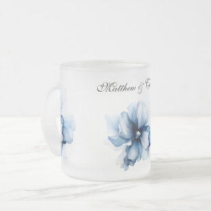Elegant Dusty Blue Navy Blume Hochzeit Mattglastasse