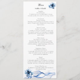 Elegant Dusty Blue Navy Blume Hochzeit Menükarte